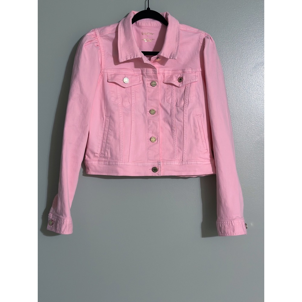 Lilly Pulitzer Laylani Denim Jacket Women's Size Large In Pink